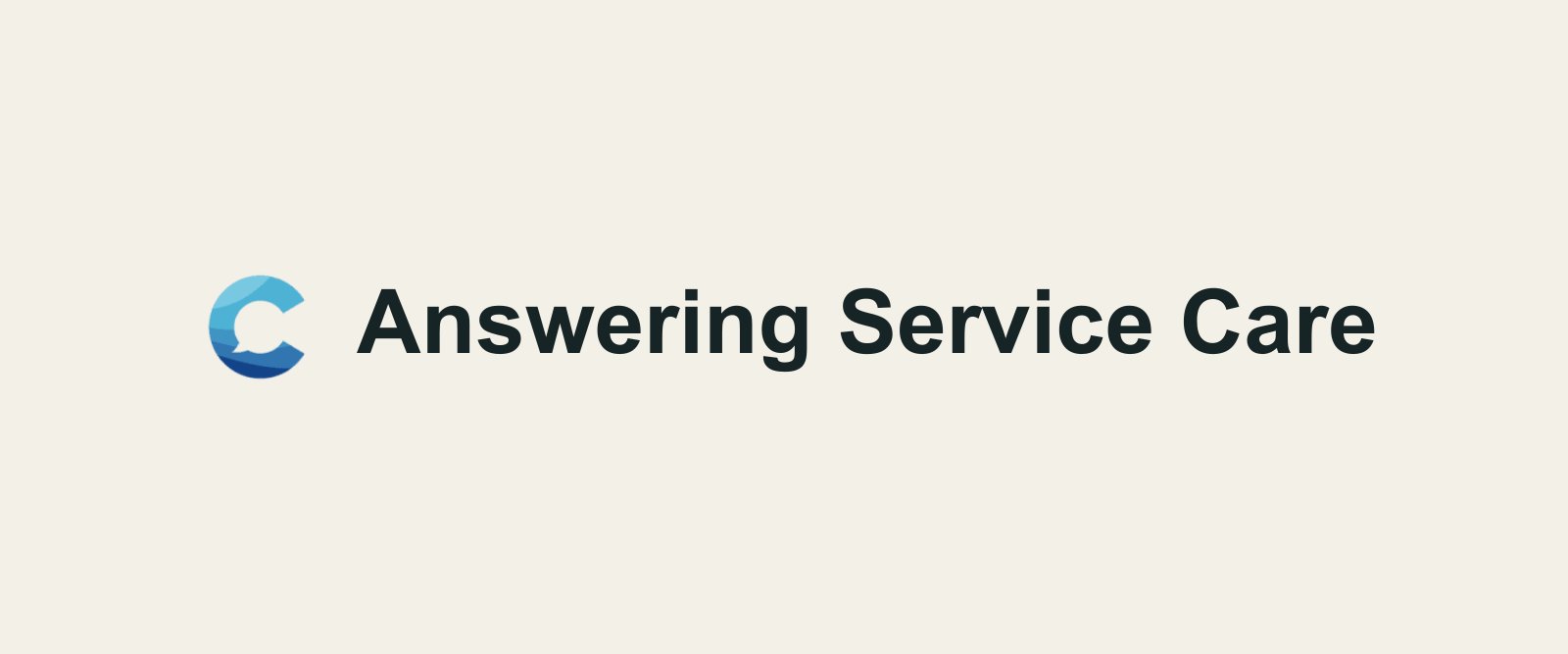 Brand graphic for Answering Service Care on a warm beige background