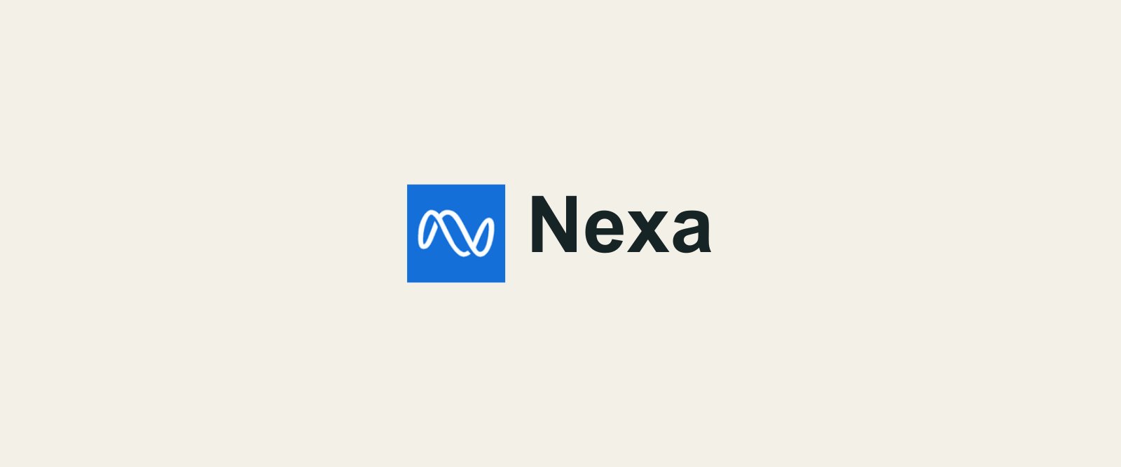 Brand graphic for Nexa on a warm beige background