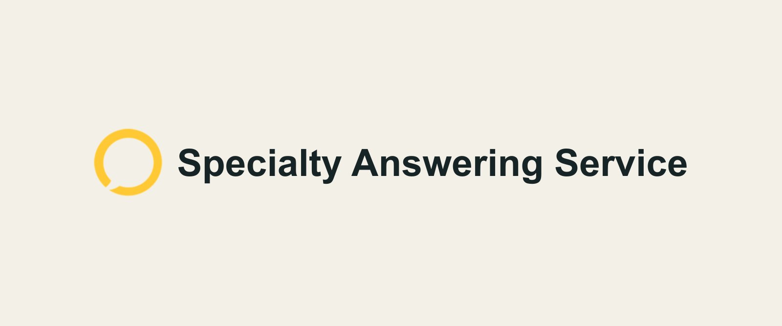 Brand graphic for Specialty Answering Service on a warm beige background